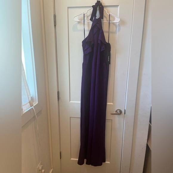 Bebe Women's Plum Ruffled Halter Jumpsuit size 12 - Picture 3 of 8